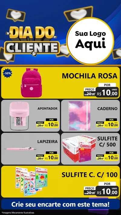 Modelo de TV para TV Vertical com o tema Dia Do Cliente para Papelaria