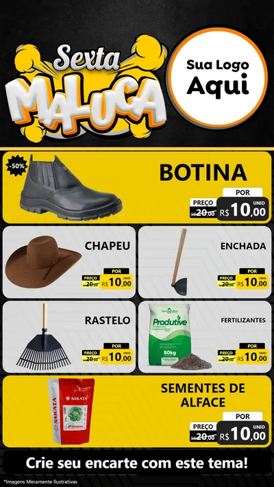 Modelo de TV para TV Vertical com o tema Sexta Maluca para Agropecuária