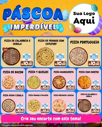 Modelo de Rede Social para Feed Instagram com o tema Páscoa Imperdível para Pizzaria