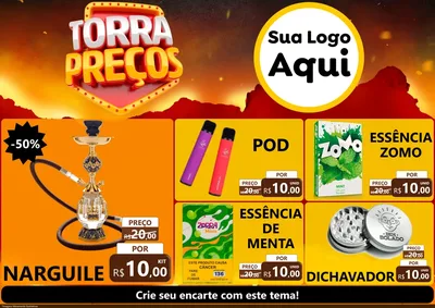 Modelo de Encarte para Encarte A4 Horizontal com o tema Torra Preços para Tabacaria