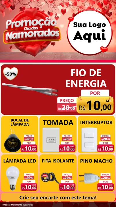 Modelo de Rede Social para Stories com o tema Promoção Dia dos Namorados para Materiais Elétricos