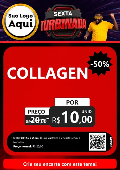 Modelo de Cartaz para Cartaz A4 Vertical com o tema Sexta Turbinada para Suplementos alimentares