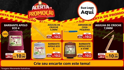 Modelo de TV para TV Horizontal com o tema Alerta de Promoção para Armarinho e Aviamentos