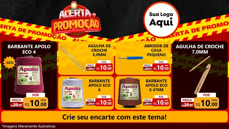 Modelo de TV para TV Horizontal com o tema Alerta de Promoção para Armarinho e Aviamentos