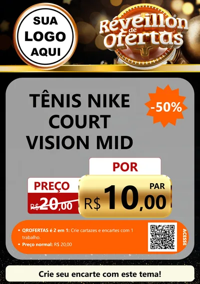 Modelo de Cartaz para Cartaz A4 Vertical com o tema Réveillon de Ofertas para Calçados