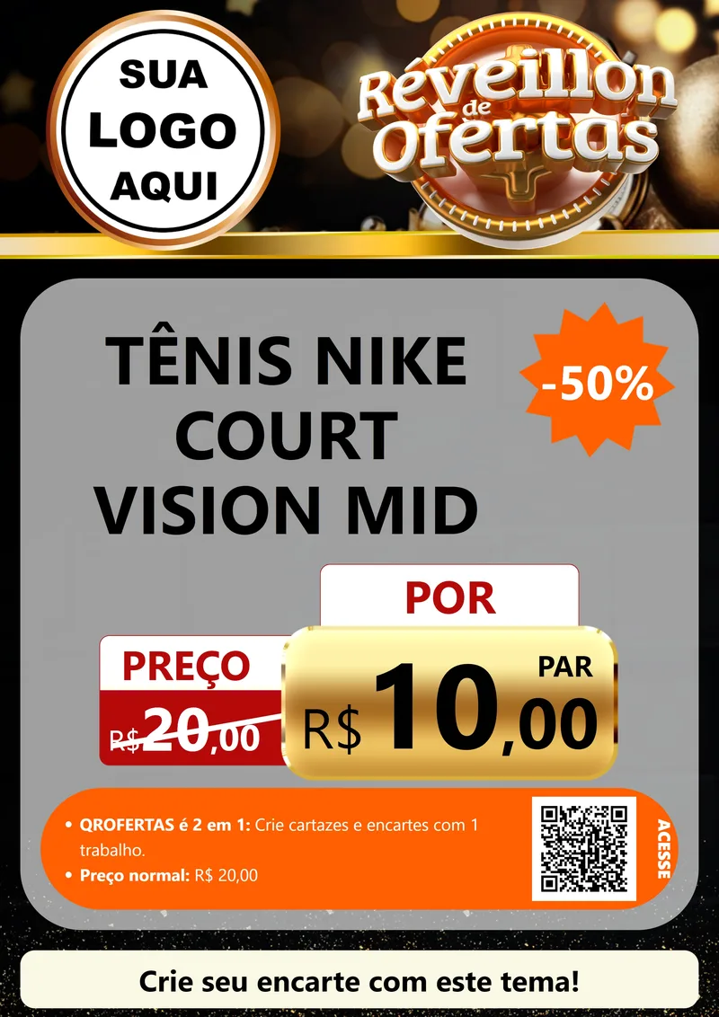 Modelo de Cartaz para Cartaz A4 Vertical com o tema Réveillon de Ofertas para Calçados