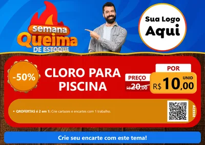 Modelo de Cartaz para Cartaz A4 Horizontal com o tema Semana Queima de Estoque para Produtos para Piscina