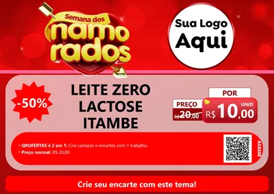 Modelo de Cartaz para Cartaz A4 Horizontal com o tema Semana dos namorados para Frios e Laticínios