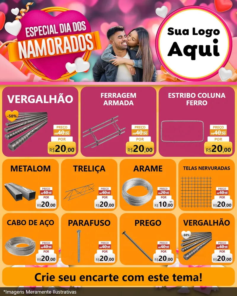 Modelo de Rede Social para Feed Instagram com o tema Especial Dia dos Namorados para Ferragens