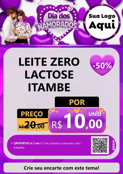 Modelo de Cartaz para Cartaz A4 Vertical com o tema Dia dos Namorados para Frios e Laticínios
