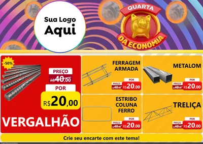 Modelo de Encarte para Encarte A4 Horizontal com o tema Quarta da Economia para Ferragens