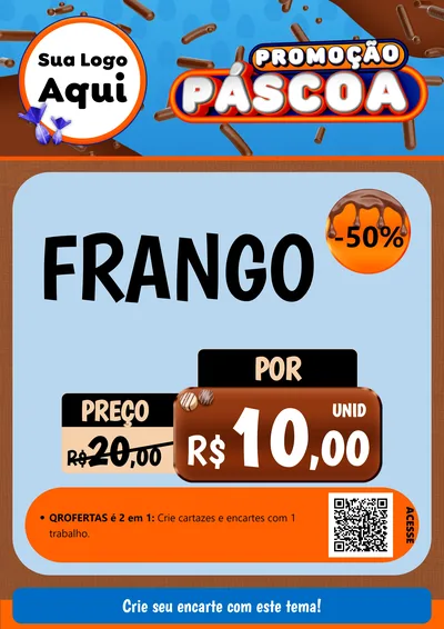 Modelo de Cartaz para Cartaz A4 Vertical com o tema Promoção Páscoa para Assados