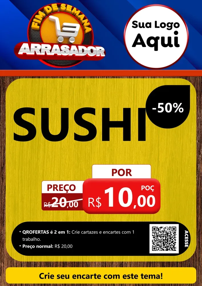 Modelo de Cartaz para Cartaz A4 Vertical com o tema Fim De Semana Arrasador para Comida japonesa