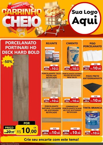 Modelo de Encarte para Encarte A4 Vertical com o tema Promoção carrinho cheio para Pisos e revestimentos