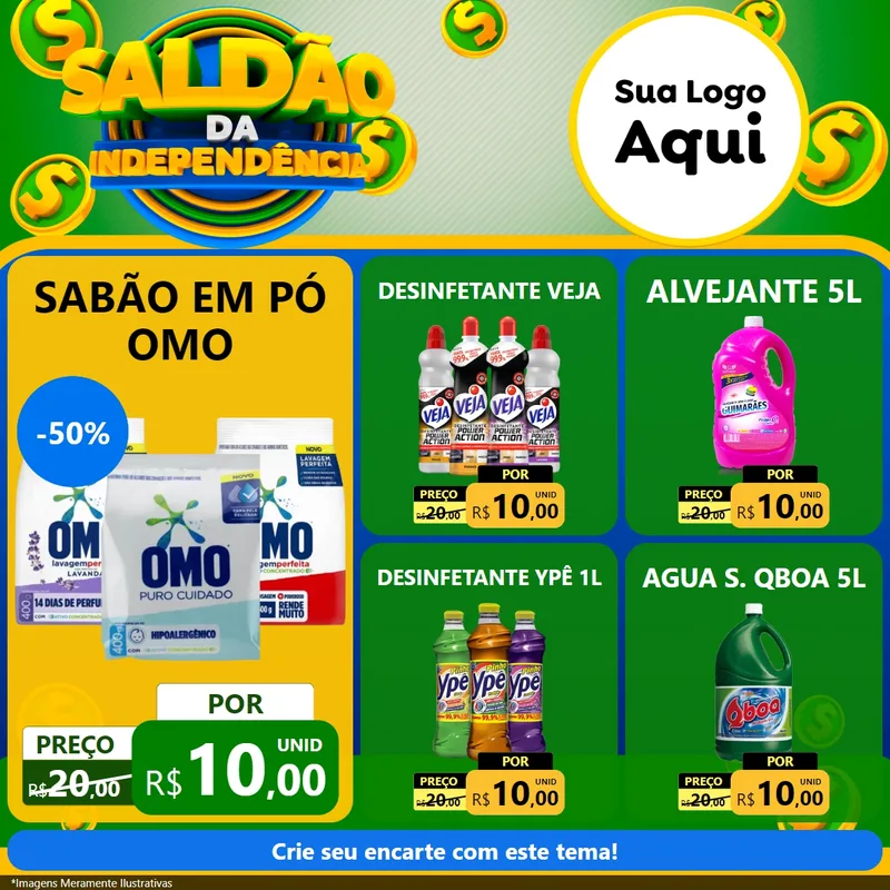 Modelo de Rede Social para Feed Facebook com o tema Saldão da Indepêndencia para Produtos de Limpeza