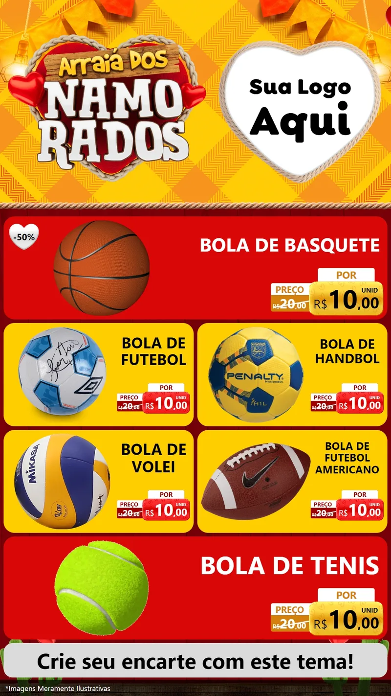 Modelo de TV para TV Vertical com o tema Arraiá dos Namorados para Artigos Esportivos