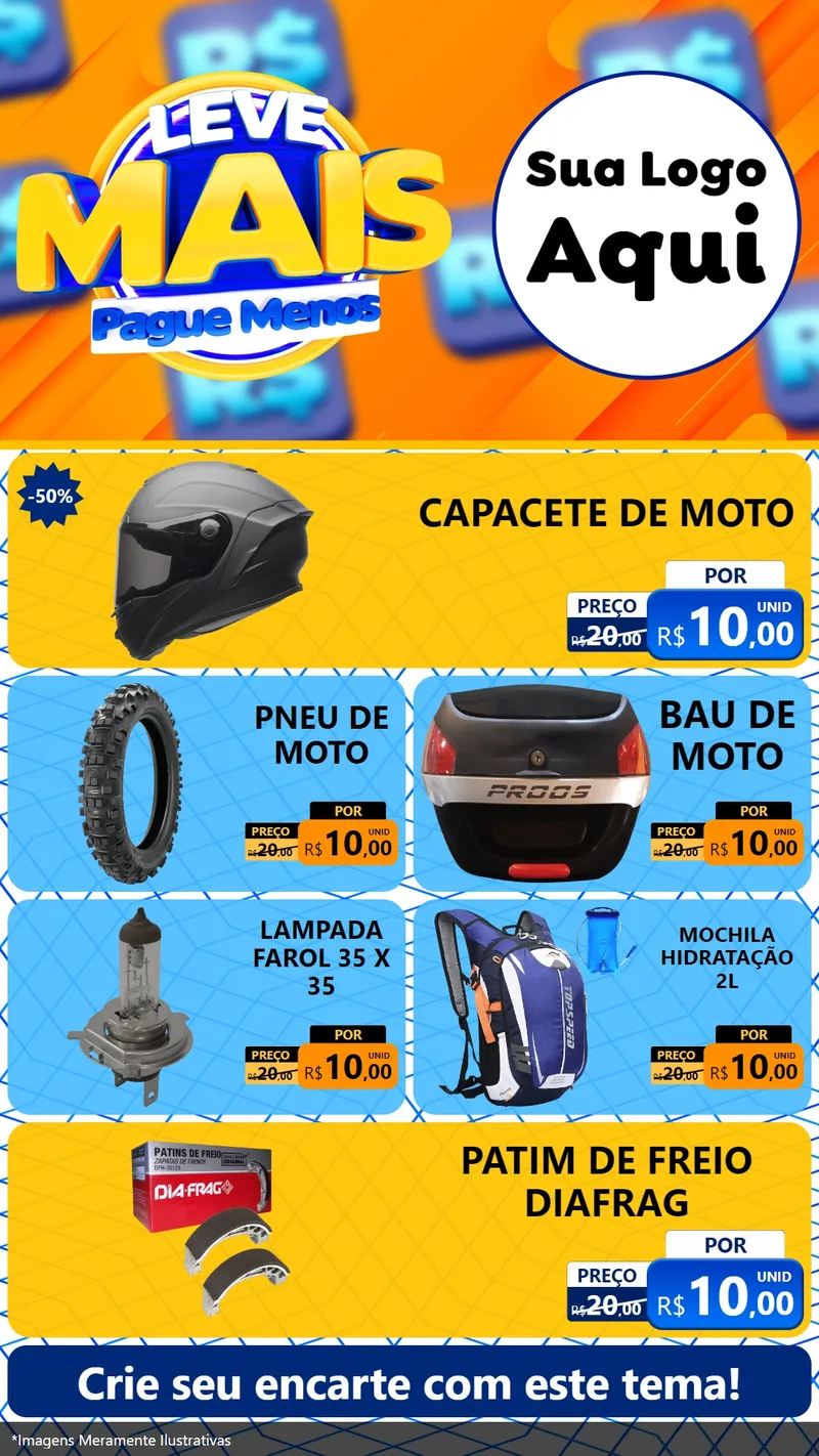 Modelo de TV para TV Vertical com o tema Leve Mais, Pague Menos para Moto peças