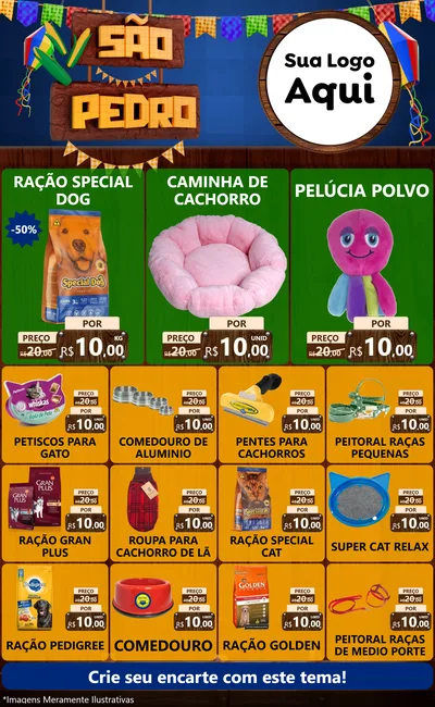 Modelo de Encarte para Encarte Grande com o tema São Pedro para Pet Shop