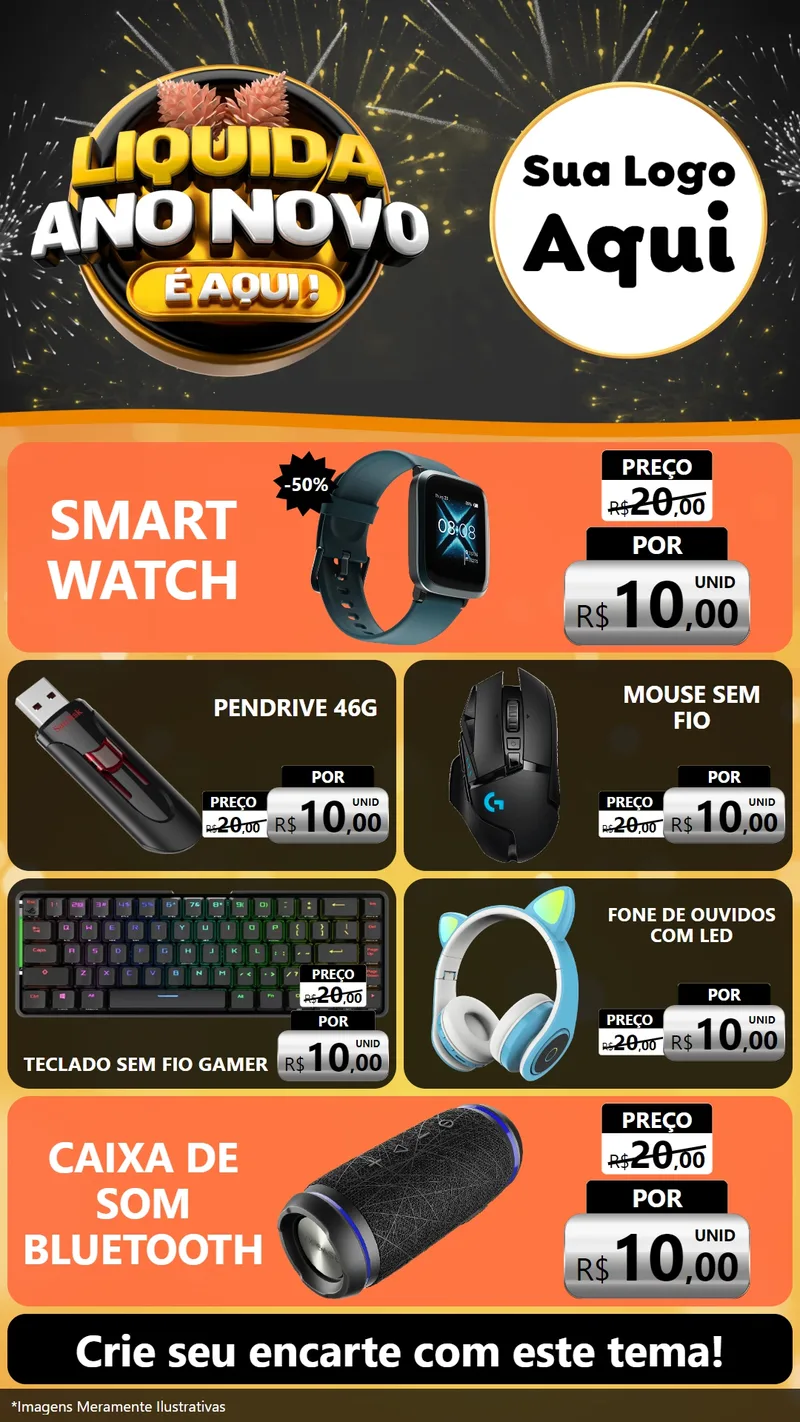 Modelo de TV para TV Vertical com o tema Liquida Ano Novo É Aqui! para Informática