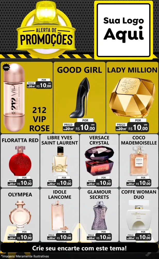 Modelo de Encarte para Encarte Grande com o tema Alerta de Promoções para Perfumes