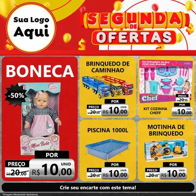 Modelo de Rede Social para Feed Facebook com o tema Segunda de Ofertas para Brinquedos