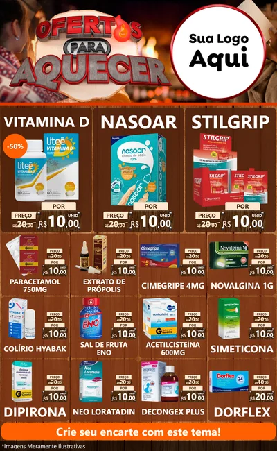Modelo de Encarte para Encarte Grande com o tema Ofertas Para Aquecer para Farmácia