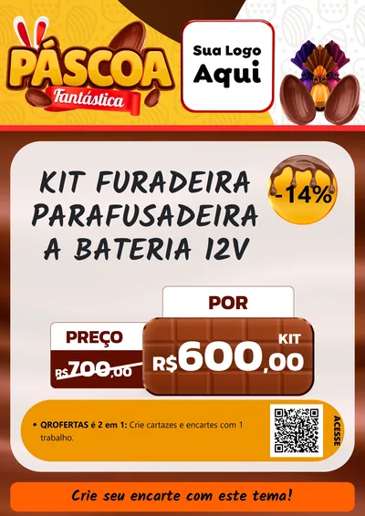 Modelo de Cartaz para Cartaz A4 Vertical com o tema Páscoa Fantástica para Maquinas e Ferramentas