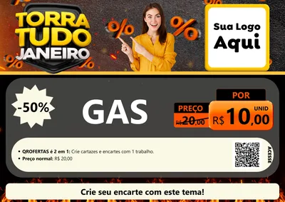 Modelo de Cartaz para Cartaz A4 Horizontal com o tema Torra Tudo Janeiro para Água e gás