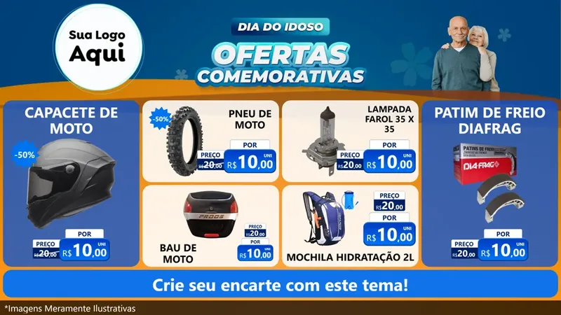 Modelo de TV para TV Horizontal com o tema Dia do Idoso para Moto peças
