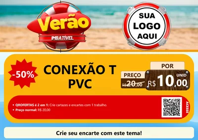 Modelo de Cartaz para Cartaz A4 Horizontal com o tema Verão Imbatível para Tubos e conexões