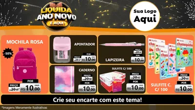 Modelo de TV para TV Horizontal com o tema Liquida Ano Novo É Aqui! para Papelaria