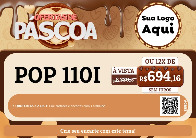 Modelo de Cartaz para Cartaz A4 Horizontal com o tema Ofertas de Páscoa para Concessionaria de Motos