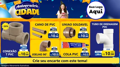Modelo de TV para TV Horizontal com o tema Aniversário da Cidade para Tubos e conexões