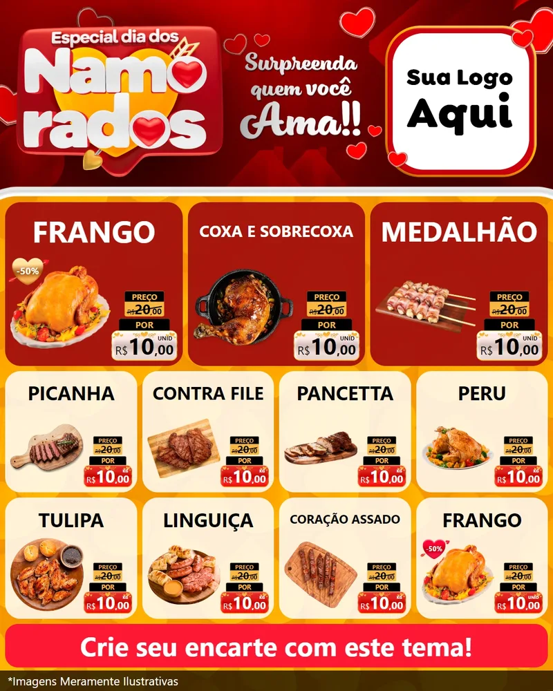 Modelo de Rede Social para Feed Instagram com o tema Especial Dia dos Namorados para Assados