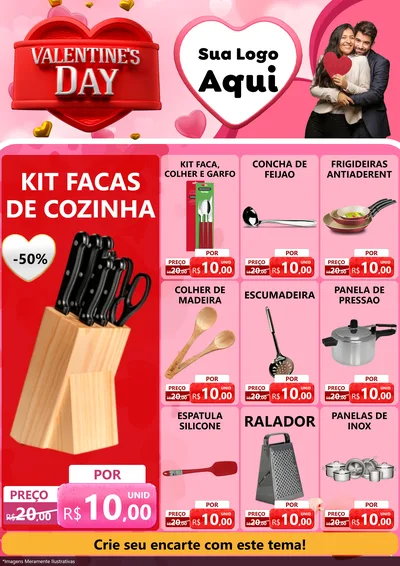 Modelo de Encarte para Encarte A4 Vertical com o tema Valentine's Day para Utilidades Domésticas