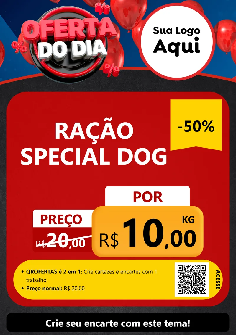 Modelo de Cartaz para Cartaz A4 Vertical com o tema Oferta do Dia para Pet Shop