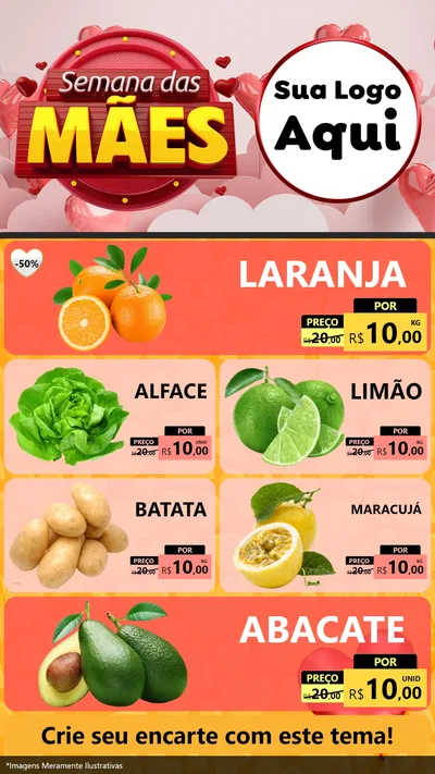 Modelo de TV para TV Vertical com o tema Semana das Mães para Hortifrúti