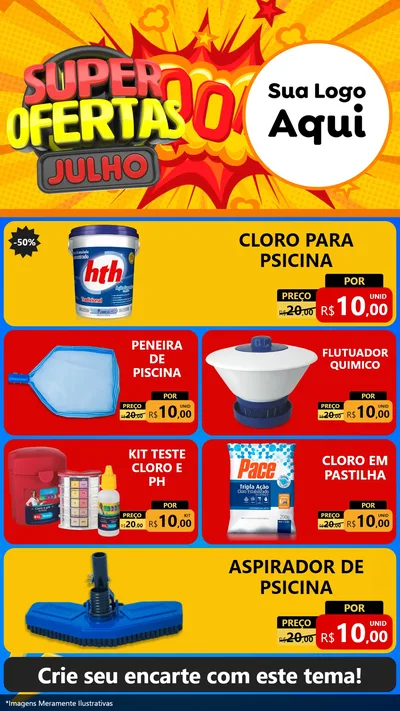 Modelo de TV para TV Vertical com o tema Super Ofertas Julho para Produtos para Piscina