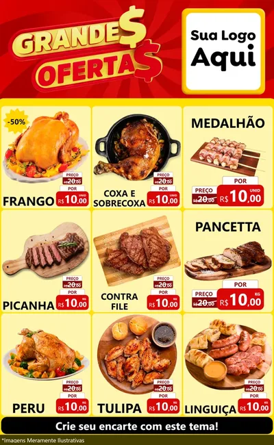 Modelo de Encarte para Encarte Grande com o tema Grandes Ofertas para Assados