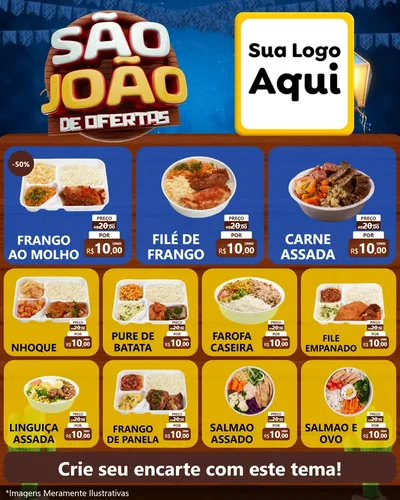 Modelo de Rede Social para Feed Instagram com o tema São João Ofertas Imbatíveis! - Junina para Restaurante