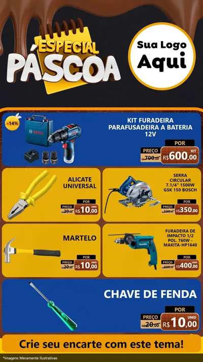 Modelo de TV para TV Vertical com o tema Especial Páscoa para Maquinas e Ferramentas