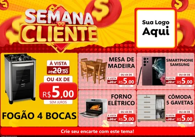 Modelo de Encarte para Encarte A4 Horizontal com o tema Semana do Cliente para Móveis e Eletro