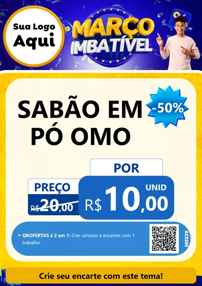 Modelo de Cartaz para Cartaz A4 Vertical com o tema Março Imbatível para Produtos de Limpeza