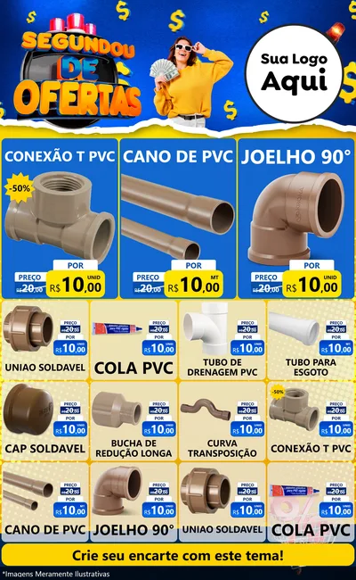 Modelo de Encarte para Encarte Grande com o tema Segundou de Ofertas para Tubos e conexões