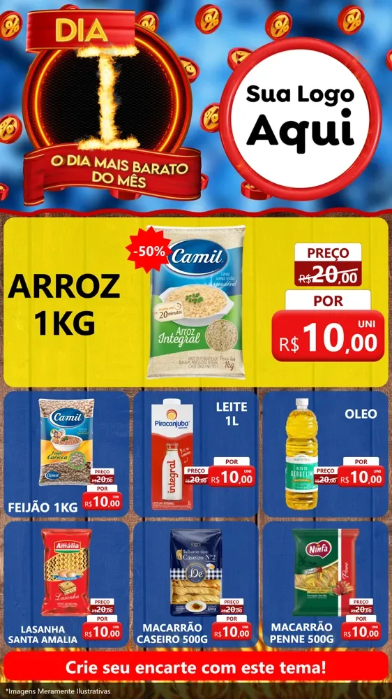 Modelo de Rede Social para Stories com o tema Dia I - O Dia Mais Barato Do Mês para Supermercado