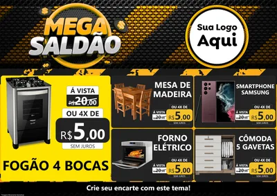 Modelo de Encarte para Encarte A4 Horizontal com o tema Mega Saldão para Móveis e Eletro