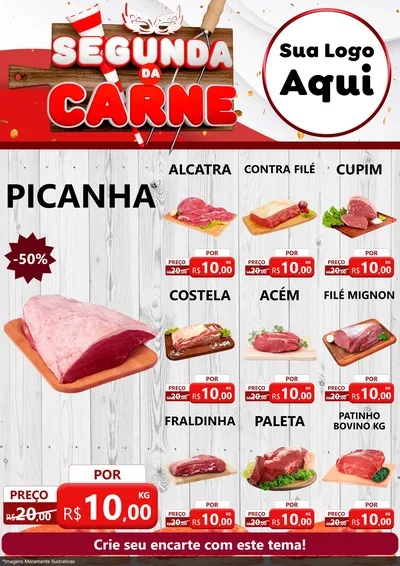 Modelo de Encarte para Encarte A4 Vertical com o tema Segunda da Carne - Carnaval para Açougue