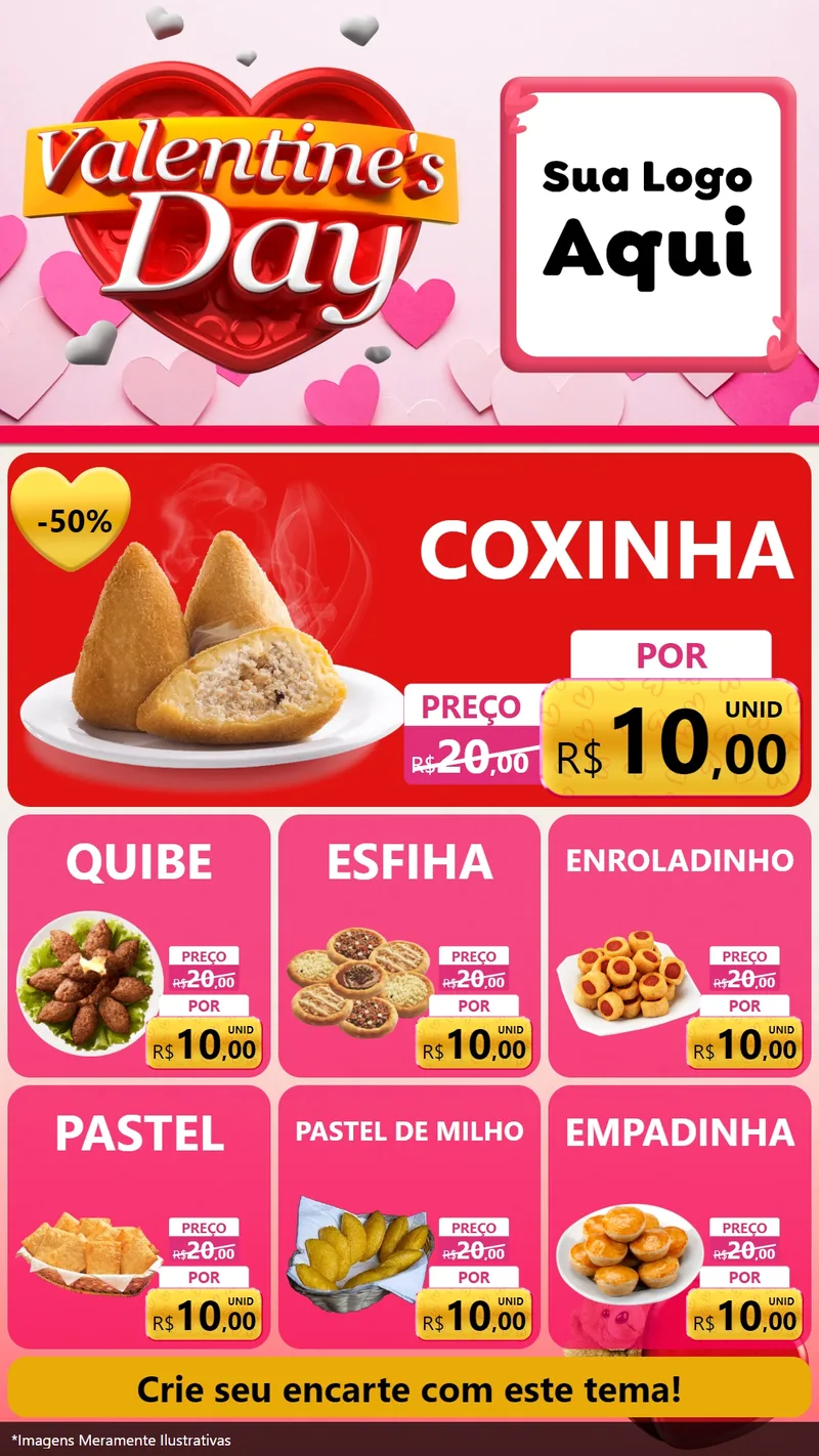 Modelo de Rede Social para Stories com o tema Valentine's Day para Salgadaria