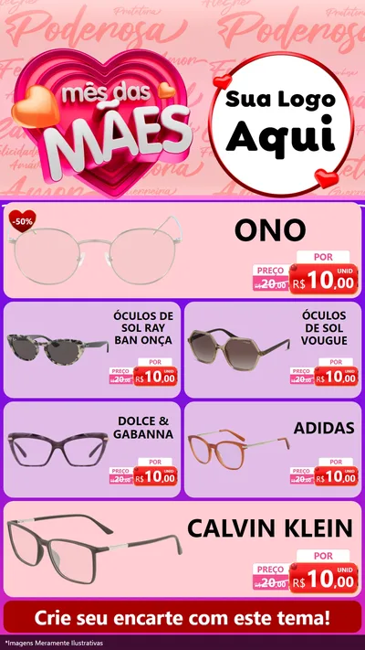 Modelo de TV para TV Vertical com o tema Mês Das Mães para Óticas