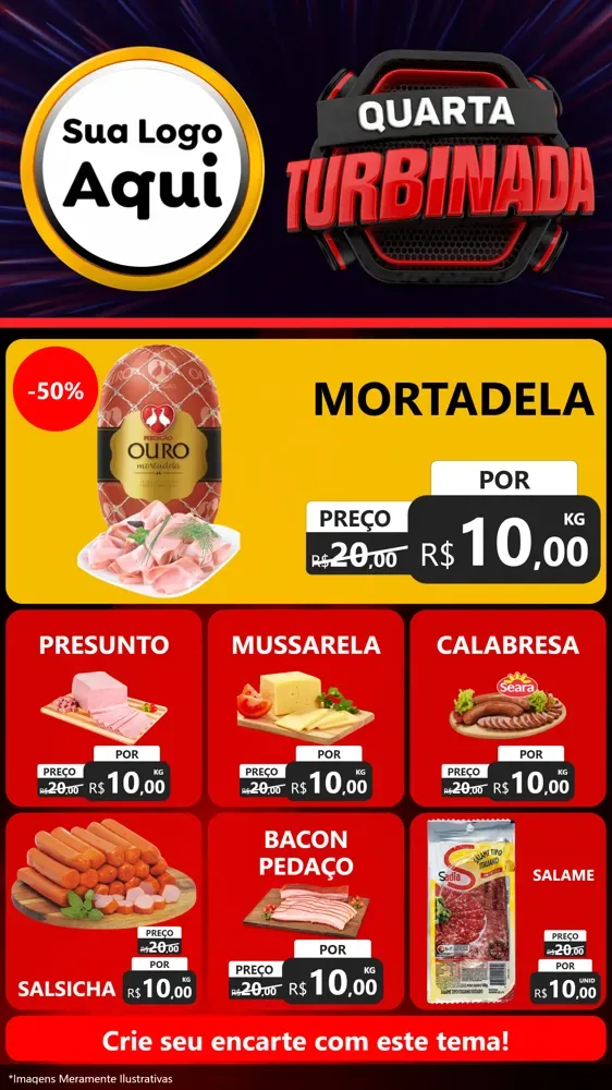 Modelo de Rede Social para Stories com o tema Quarta Turbinada para Frios e Laticínios